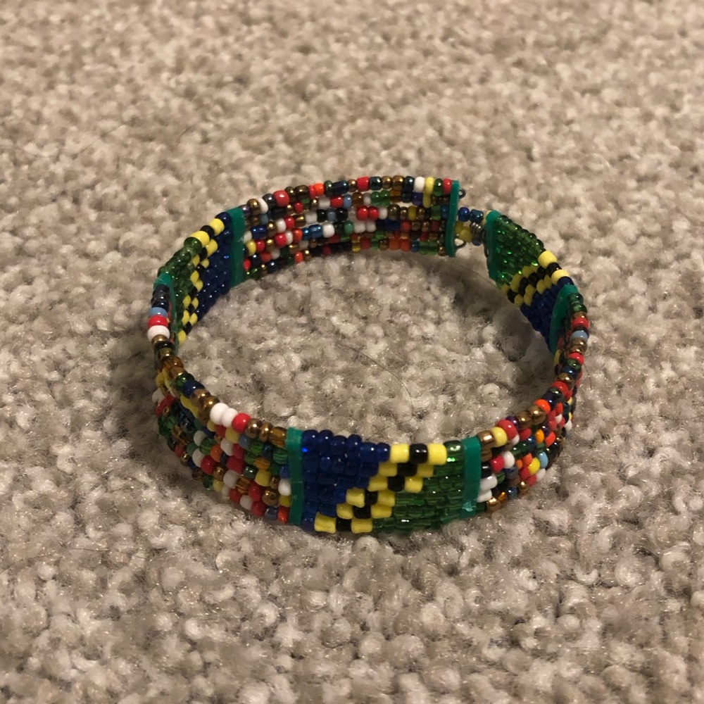 Tanzania African Beaded Bracelet Rainbow Multi Colored